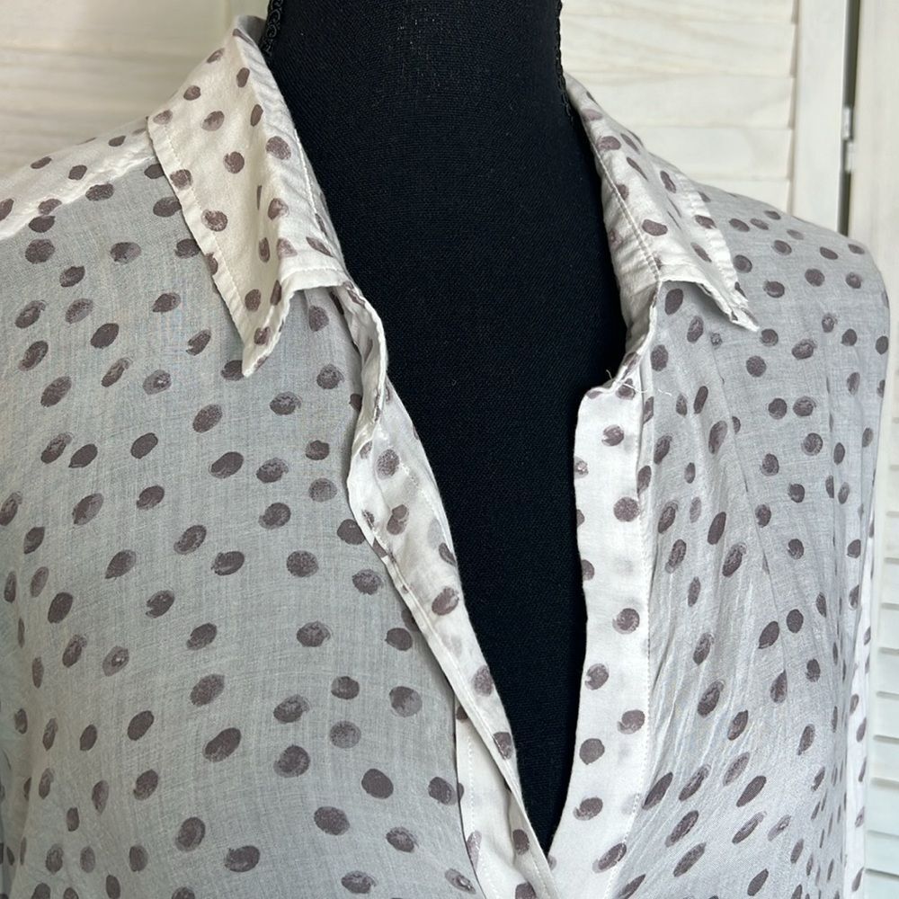 Anthropologie Cloth & Stone Semi Sheer Polka Dot Blouse Top Large - Picture 2 of 11